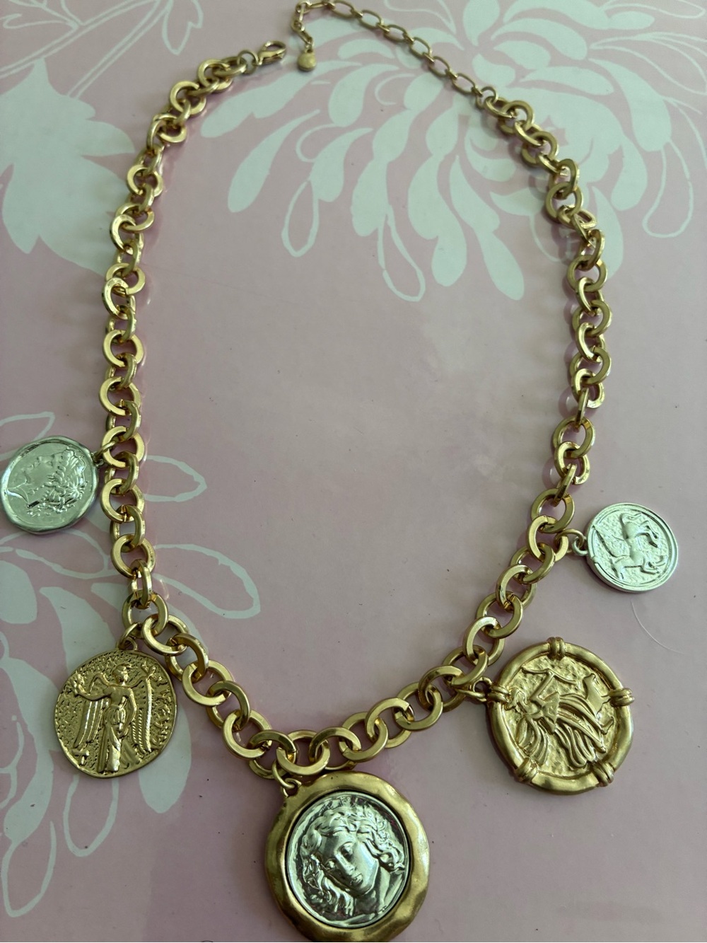 Gold-Tone Coin Charm Necklace - Women Jewelry - Picture 7 of 7